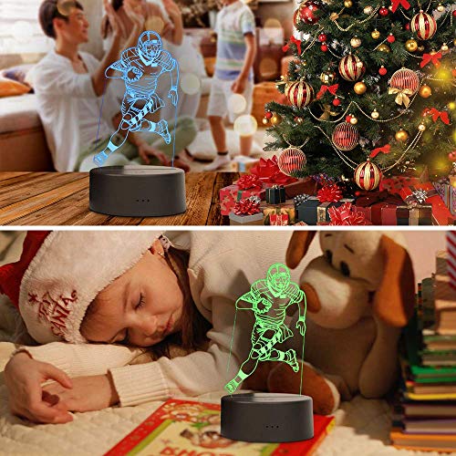 3D Illusion LED Night Light,7 Colors Gradual Changing Touch Switch USB Table Lamp for Holiday Gifts or Home Decorations (Remote Control ，Football Player，Rugby Light) - Thumbnail 4