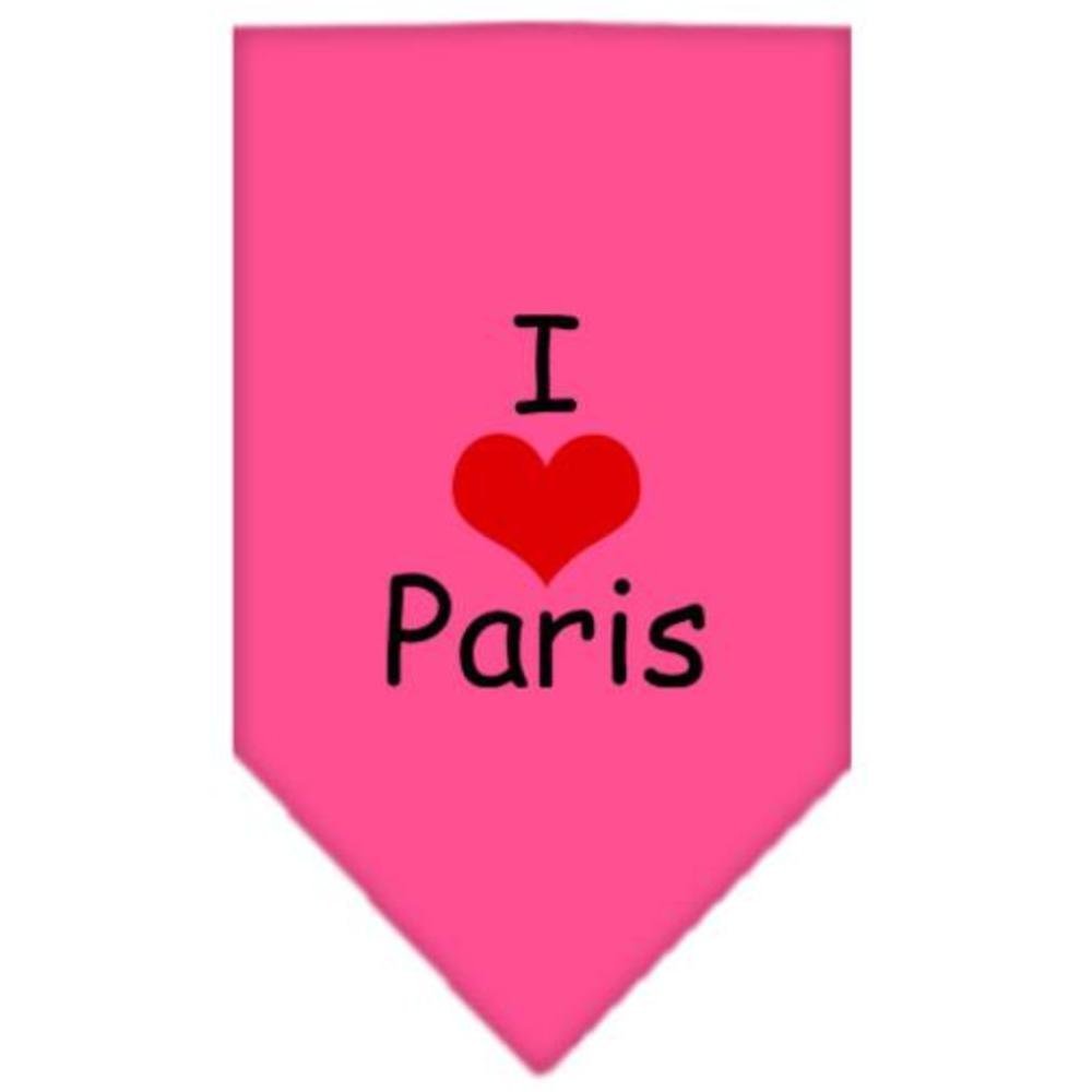 Mirage I Heart Paris Screen Print Bandana for Pets, Large, Bright Pink