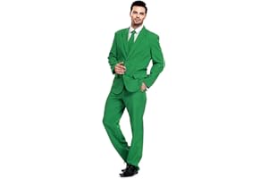 U LOOK UGLY TODAY Men's Party Suit Solid Color Prom Suit for Themed Party Events Clubbing Jacket with Tie Pants