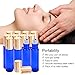 PrettyCare Essential Oil Roller Bottles 10ml (Blue Glass, 12pack, 2 Extra Roller Balls，24 Pieces Labels, Opener, 2 Funnels Roller Balls For Essential Oils