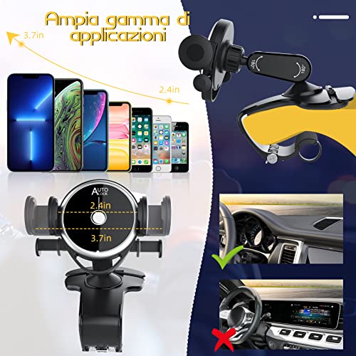 Liamostee Car Phone Holder, 360 Degrees Rotation Car Mobile Phone Holder, Universal Car Phone Holder with Spring Clip, Car Phone Holder Compatible with All Phones (New Black)