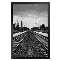 ONE WALL Tempered Glass 12x18 Poster Frame, Black Wood Photo Picture Frame for Wall Vertically or Horizontally Display - Mounting Hardware Included