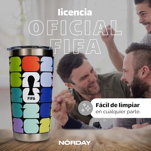 NORDAY | Termos para Café Tumbler 20 oz Selección Mexicana Oficial FIFA 2026 | Vaso Térmico Acero Inoxidable 600 ml | Tapa Antiderrame | Frío 24h Caliente 8h | Licencia Oficial MX Clásico (Multicolor)
