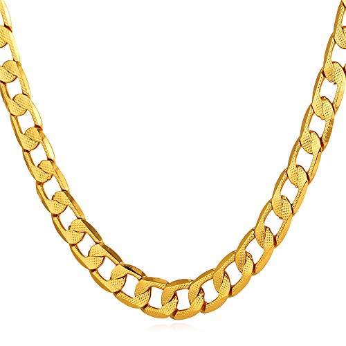 U7 Men 5MM/7MM/11MM Wide Cuban Chain, Offer Free Engrave on Clasp, Personalized Men Chic Hip Hop Curb Link Chain,5 Length Choice 18" 22" 26" 28" 30"