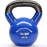 Yes4All Vinyl Coated Kettlebell Weights Set – Great for Full Body Workout and Strength Training – Vinyl Kettlebell 45 lbs