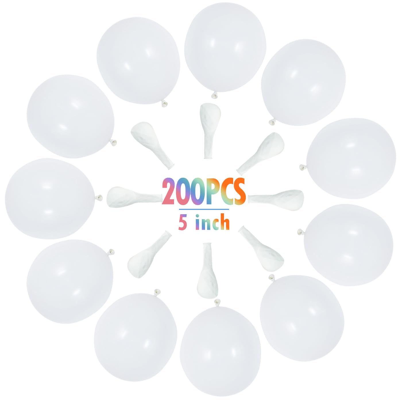200Pcs Pastel White Balloons 5 Inch Mini Thicken Light Macaron White Latex Balloon for Christmas Decoration Birthday Wedding Reception Bridal Shower Party Decorations Supplies