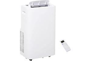 HOMCOM 12000 BTU Portable Air Conditioner for Rooms Uo to 549 Sq.Ft., 4-in-1 Mobile AC Unit with Dehumidifier, Cooling Fan, Sleep Mode, Remote Control, 24H Timer, Window Installation Kit, White