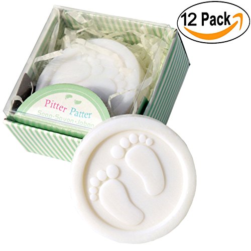 AiXiAng Handmade Pitter Patter Soap Favors Nice Gift Packaging for Baby Shower Decorations (12 Pack)