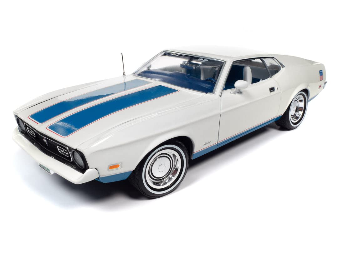 Auto World 1:18 1972 Ford Mustang Spirit - White With Blue Stripes