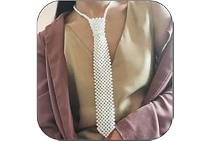 Bmirth Pearls Neck Tie Handmade Weaving Shirt Necklace Neck Tie White Pearls Tie Necklace