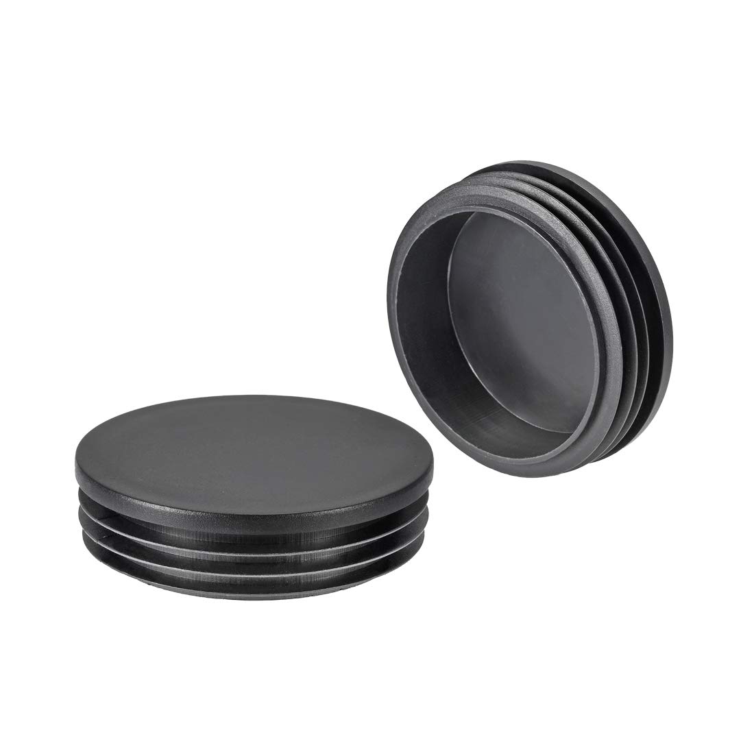 sourcing map 4pcs 90mm Dia Plastic Tubing Plug Round Post End Caps for Handrail Stair Newel Guardrail Tube Black