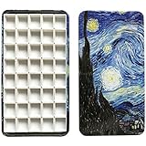 HOME AID Empty 40 Pcs Half Pans with Magnetic Stripe Watercolor Gouache Paint Travel Tin Case Palette Plastic Refills