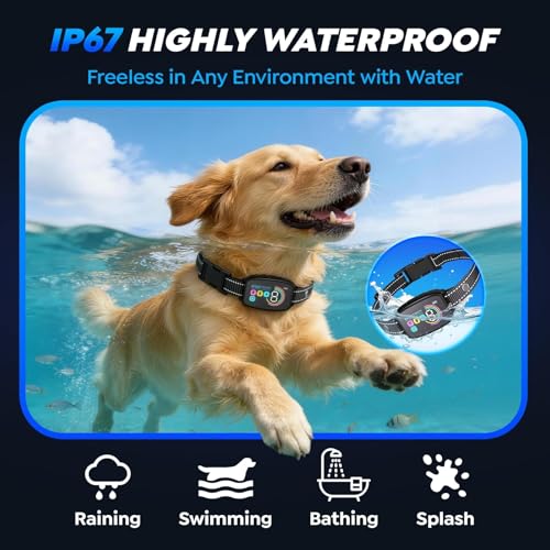 Dog Bark Collar for Large Medium Small Dogs,Smart Anti Barking Device with 4 Training Modes,Rechargeable IP67 Waterproof Barking Collar with 8 Adjustable Sensitivity (Black)