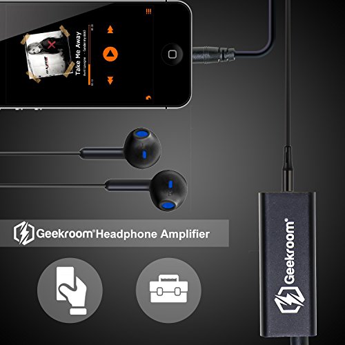 Geekroom Headphone Amplifier - Portable 3.5mm Audio Rechargable HiFi Earphone Headphone Amplifier Audio Amp Mini for Speaker, MP3,MP4,iPad, iPhone, Car,Digital Players and Computers-Black - Thumbnail 5
