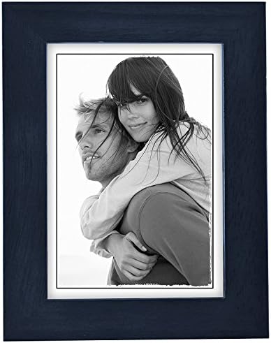 Malden International Designs Linear Classic Wood Picture Frame, 5x7, Blue, Set of 2