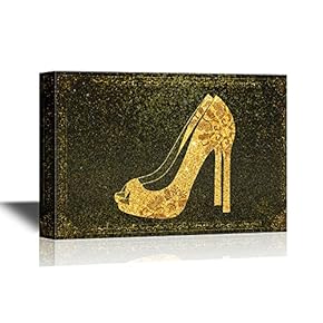 Golden Highheels on Vintage Background