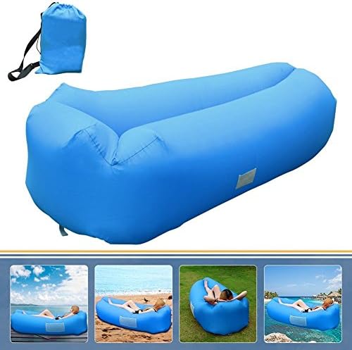 RTH Portable Air Sofa, Inflatable Lounger Outdoor Hangout Sofa with Unique Headrest and Side Pockets, Waterproof Air Lounger Inflatable Couch for Camping，Ideal Couch for backyard Lakeside Beach Travel