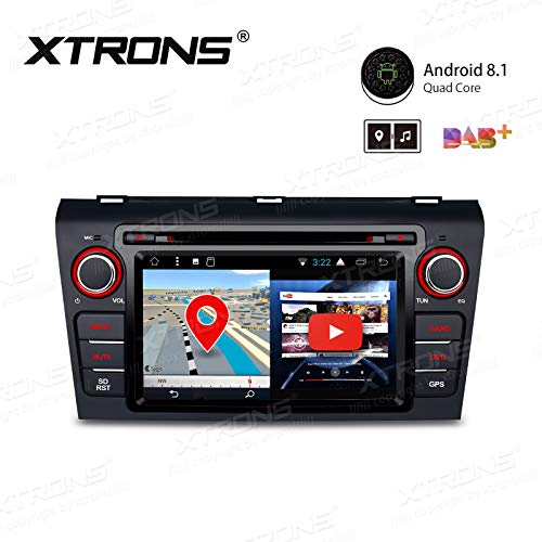 XTRONS 7 inch Android 8.1 Car Stereo Radio GPS Navigator with Bluetooth 5.0 USB SD DVD Drive Supports Backup Camera DVR Full RCA SWC 4G 3G for Mazda 3