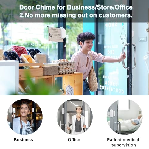SanJie Door Sensor Chime for Door Opens, Door Entry Chime for Business/Home/Office/Store,500 FT Range,26 Chimes 5 Adjustable Volume Door Ringer Alert Alarm 1 Receiver +1 Sensor