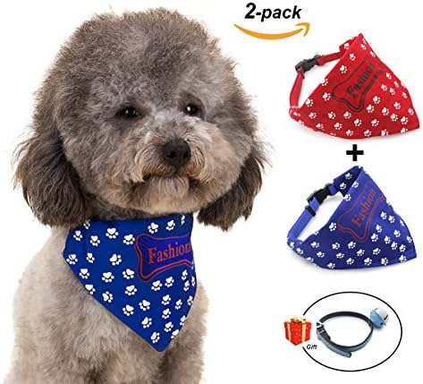 Shinybaby Adjustable Triangle Pet Bandana Head Scarf Bibs for Small and Large Dogs, 2 Pack