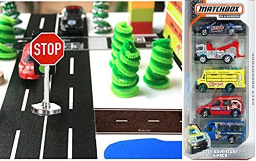 City Adventure 5 Pack City Street Miniature Signs Road Black White Roll Rescue City Scene Play Collection 5 pack working Matchbox vehicles