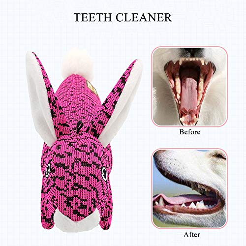 AXEN Bunny Durable Flyknit Dog Toy, Lovely Chewers, Interactive Squeakers, Orange Rabbit