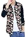 Allegra K Men Long Sleeves Flower Print Corduroy Collared Shirts Black M