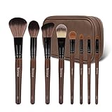 Terresa 8pcs Makeup Brushes with Case Professional Wooden Handle Synthetic Make Up Brush Set - Foundation Blush Contour Brush for Essential Flawless Face Cosmetic