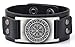 Dawapara Vintage Nordic Viking Rune Vegvisir Compass Charm Cuff Bracelet for Men/Women Gift Jewelry (Black Wristband Antique Silver)