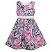 Sunny Fashion Girls Dress Purple Rose Flower Print Lace Waist Sleeveless