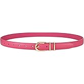 JASGOOD Women Skinny Leather Belt for Jeans Pants Fashion Ladies Thin Belt for Dress with Gold Single Prong Buckle