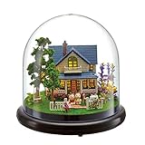 DIY Mini Glassball Wooden Dollhouse Miniature Kit with LED Idea Gift Travel world Series--Romantic Manor