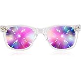 GloFX Ultimate Diffraction Glasses - Clear - 3D Prism Rainbow Effect - Great Edm, Festival, Concert, Fireworks, Christmas Lights, and Rave Accessory - Clear Frames