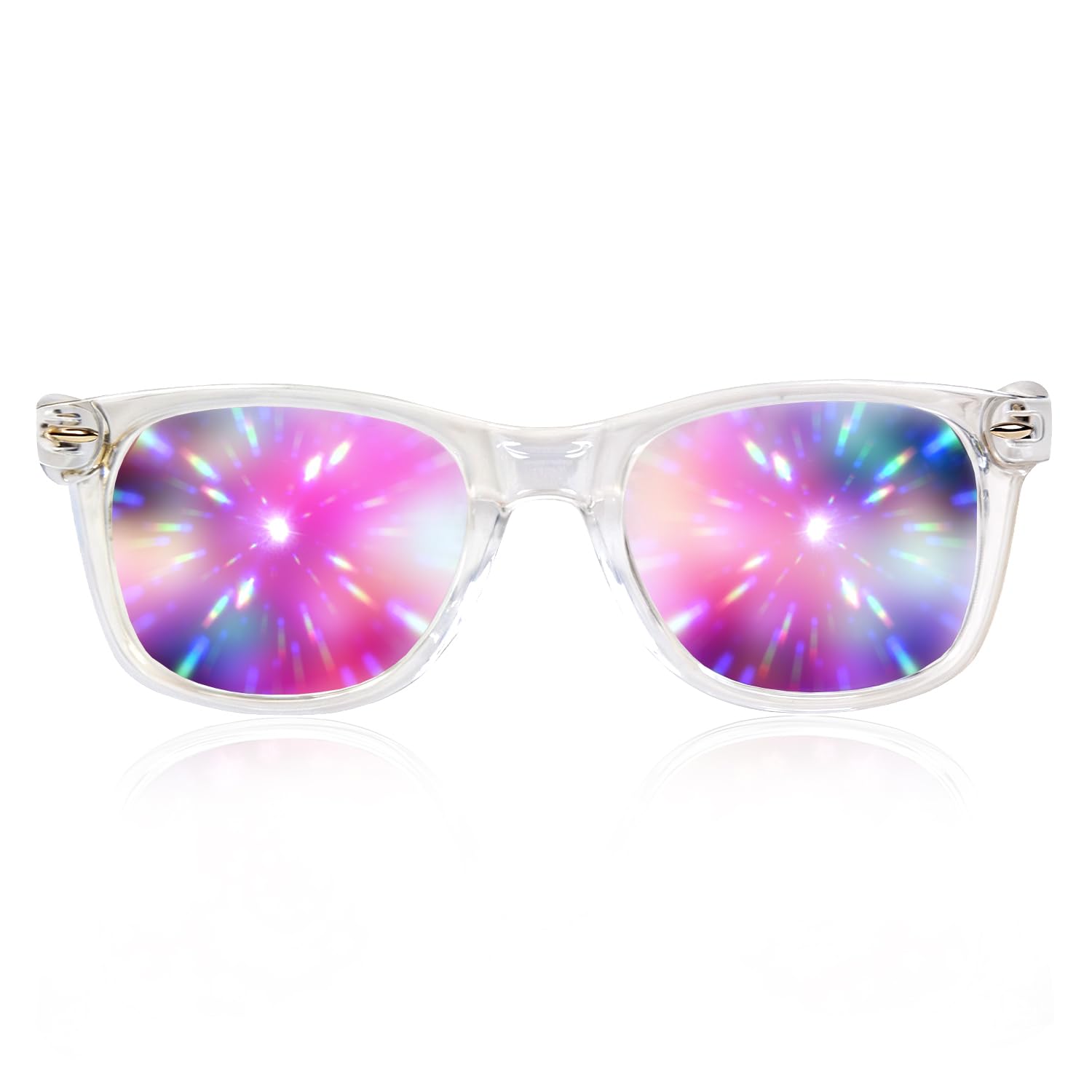 GloFX Ultimate Diffraction Glasses - Clear - 3D Prism Rainbow Effect ...