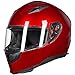 ILM Full Face Motorcycle Street Bike Helmet with Removable Winter Neck Scarf + 2 Visors DOT Model-JK313 (L, Red)