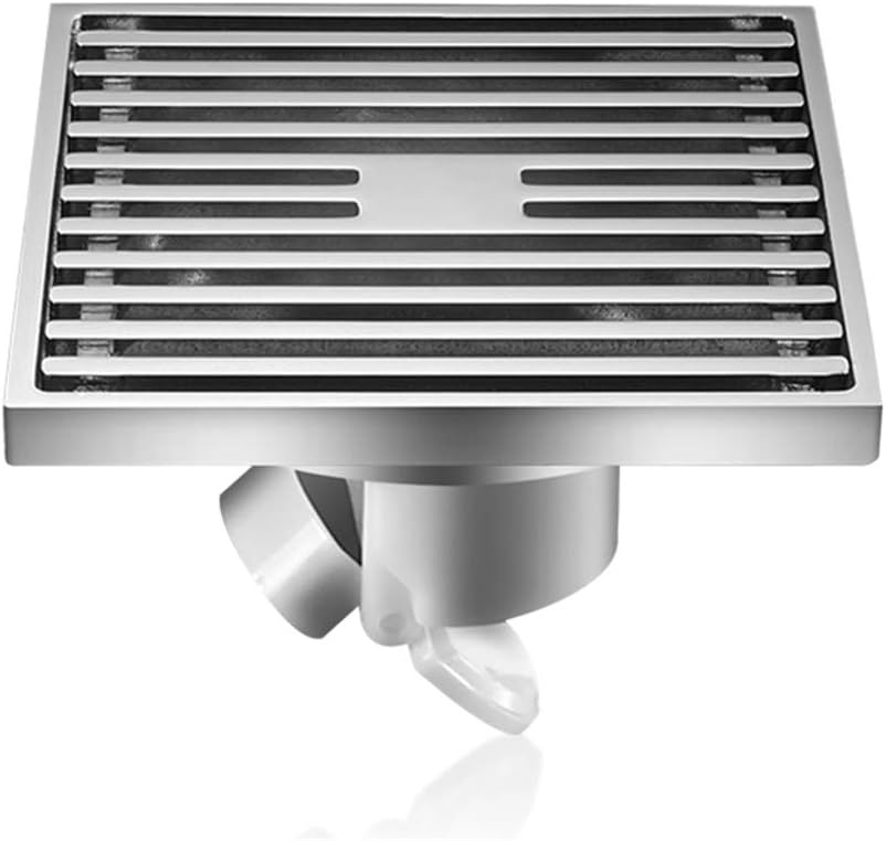 XCBW Square Floor Drain with Flanged Base Anf Grille Cover - Double Hair Filter - Thread Adapter, Exquisite Copper Chrome Deodorant, Multiple Uses of The Family
