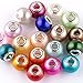 RUBYCA Mix Pearl Imitation Murano Glass Beads European Charm Bracelet Spacer Silver Color 100pcs DIY
