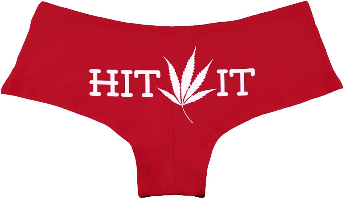 Hit It Pot Leaf Marijuana Weed Funny Women's Boyshort Underwear Panties: Clothing