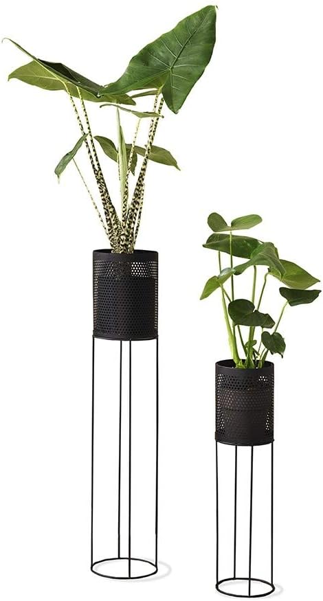 LIFA LIVING Pflanzenständer Set aus schwarzem Metall, 2 Moderne Deko Blumenständer für den Innenbereich, Wohnzimmer, Schlafzimmer, Flur, bis zu 1,5 kg