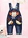KIDSCOOL SPACE Baby Boy Girl Jean Overalls,Toddler Denim 3D Monkey Dungarees Pants,Blue,12-18 Months