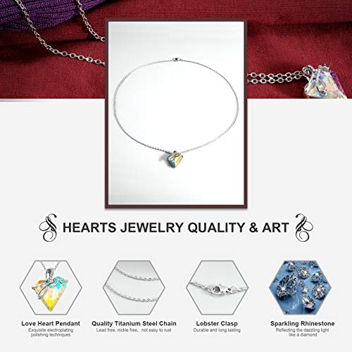 IRICH Infinity Love Heart Pendant Necklace for Women Silver Chain Birthstone Crystal Jewelry Gifts for Women Girls