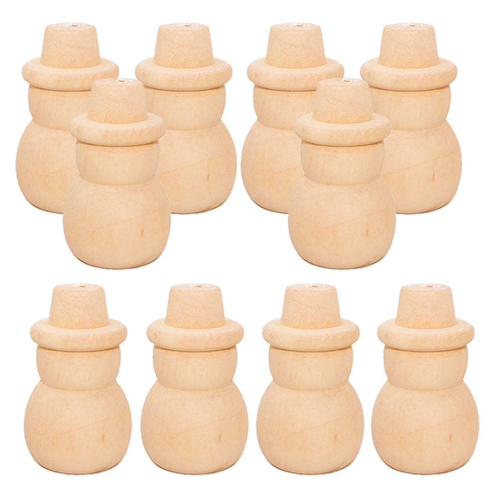 VOANZO 10-Piece 51mm Unfinished Snowman Wooden Doll Bodies for Kids Art & DIY Craft