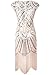 PrettyGuide Women's 1920s Gastby Diamond Sequined Embellished Fringed Flapper Dress S Luxury Beige