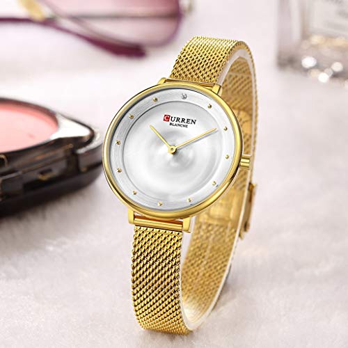 Womens Watches,Goddess's Gift,WoCoo Waterproof Quartz Matte Dial Watch Ultra Thin Stainless Steel Mesh Band Wristwatch（D，Womens Watches for CURREN ） - Thumbnail 3