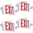 LIT-PaTH LED Combo EXIT Sign with 2 Adjustable Head Lights and Double Face, Back Up Batteries- US Standard Red Letter Emergency Exit Lighting, UL 924 and CEC Qualified, 120-277 Voltage, 4-Pack