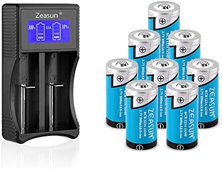 CR123A Rechargeable Li-on Batteries Zeasun 8 Pack 800mAh 3.7V 16340 Lithium Battery with 18650 16340 14500 AA AAA USB Battery Charger