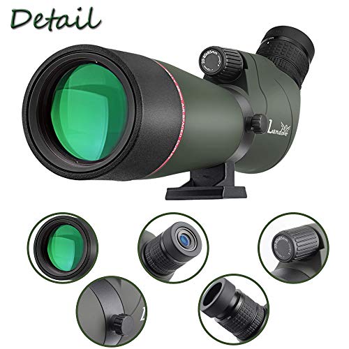 LANDOVE Upgrade Prism Spotting Scope - 20-60X65mm BAK4 Waterproof Angled Spotting Scope with Tripod and Smartphone Holder for Target Shooting Bird Watching Hunting Archery Wildlife Observing - Thumbnail 2