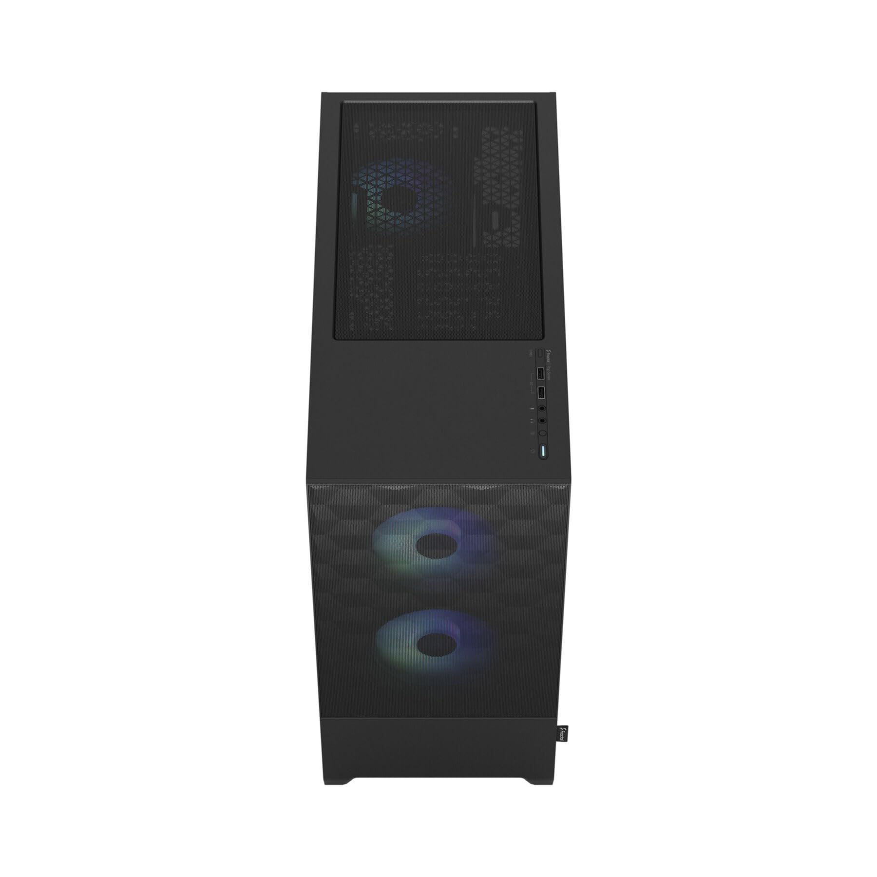 Fractal Design Pop Air RGB Black – ATX-Mid-Tower-PC-Gehäuse, Frontblende aus Waben-Mesh, gehärtetes Glas, 3 × 120-mm-RGB-Lüfter, hoher Luftdurchsatz, mATX/Mini-ITX 6