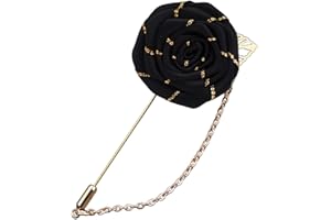 YOOESTORES82 YOOE Men Cloth Rose Flower with Gold Leaf Brooch. Red Blue Rose Floral Lapel Stick Handmade Boutonniere Pins for Suit,Lapel Pin Wedding Brooch