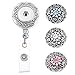 Souarts Retractable Badge Reel Clip On Card Holder with 3pcs Round Flower DIY Snaps Buttons Charms